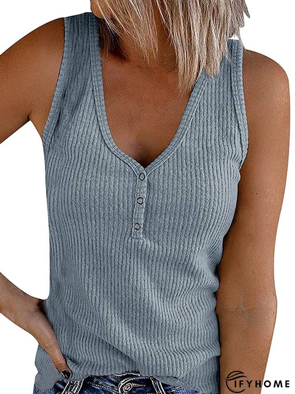 Sheath Sleeveless Casual Crew Neck Tank & Cami | IFYHOME