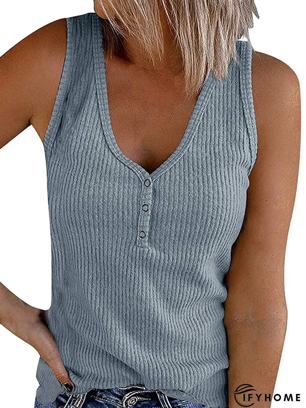Sheath Sleeveless Casual Crew Neck Tank & Cami | IFYHOME