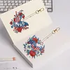 6pcs 5D Diamond Art Key Rings Art Craft DIY Special-shaped Drill Butterfly Flag Keychain Kit