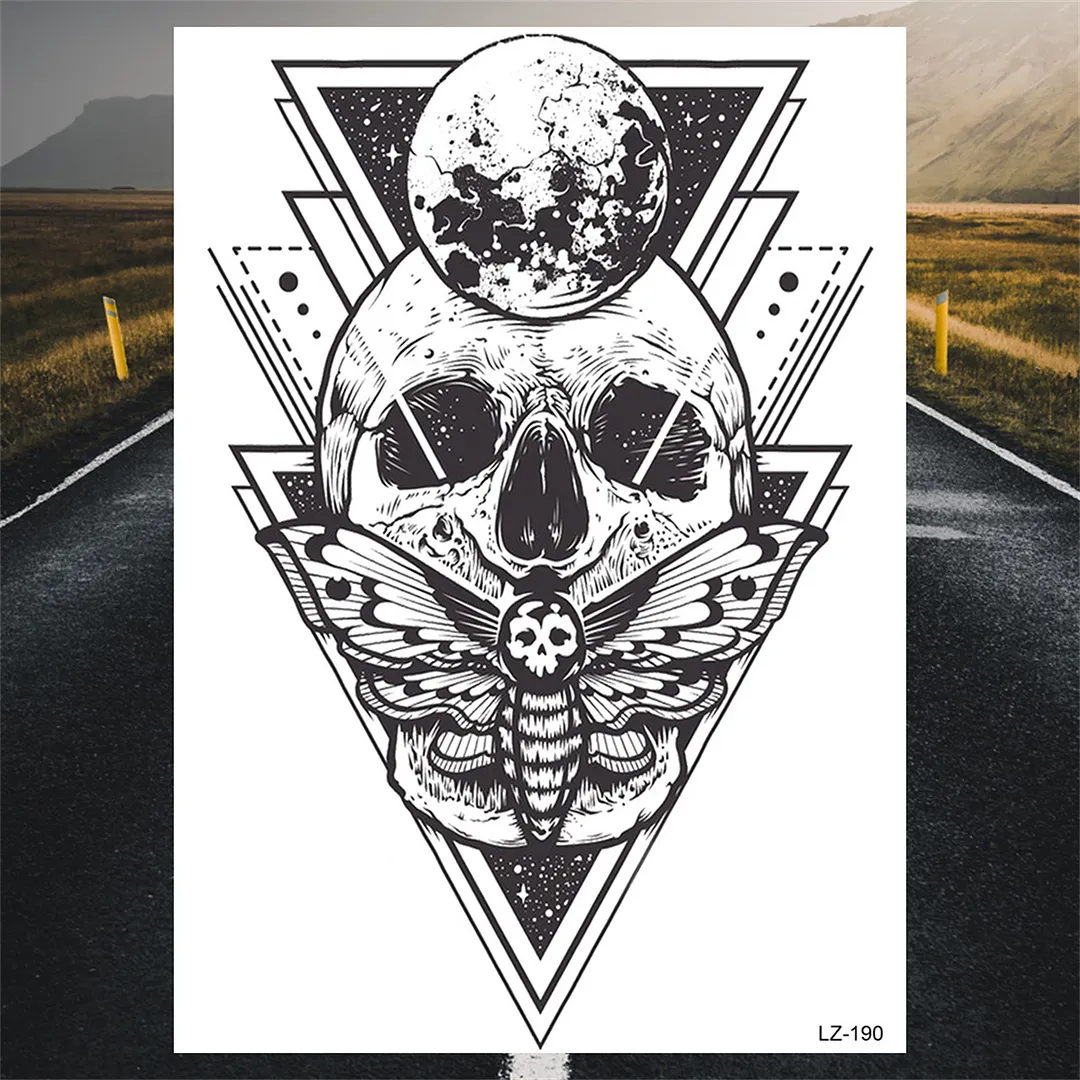 Sdrawing Cuttlefish Skeletion Scary Temporary Tattoos For Men Women Pirate Tiger Skull Totem Fake Tattoo Sticker Tatoos Octopus