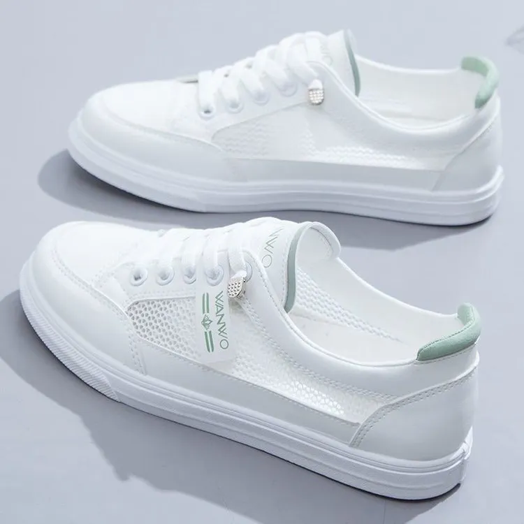 Churchf Churchf Summer New Mesh Breathable Single Shoes Female Students Flat Casual Shoes Round Head Good Match Sports Small White Shoes Female