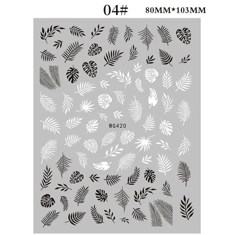 1 Sheet Christmas 5D Nail Stickers Gold And Sliver Snowflakes Transfer Nail Decals Slider Decoration For Manicuries