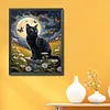 Black Cat Under The Moonlight - 11CT Stamped Cross Stitch - 40*50cm