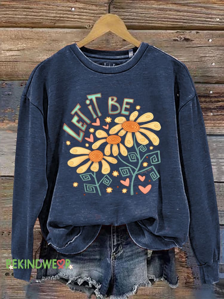 Let It Be Printed Casual Sweatshirt NavyBlue / S