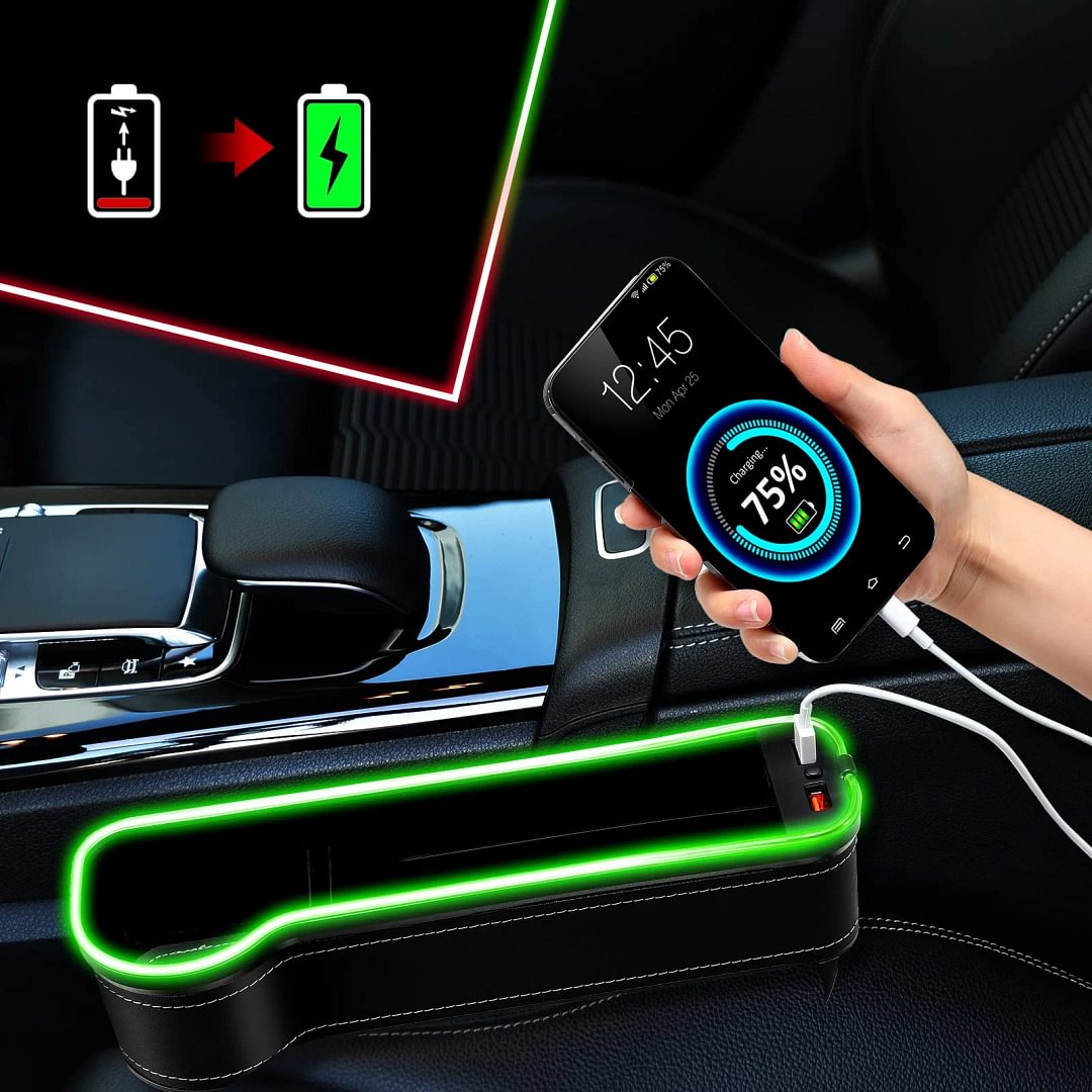 Car seat gap colorful atmosphere light storage box