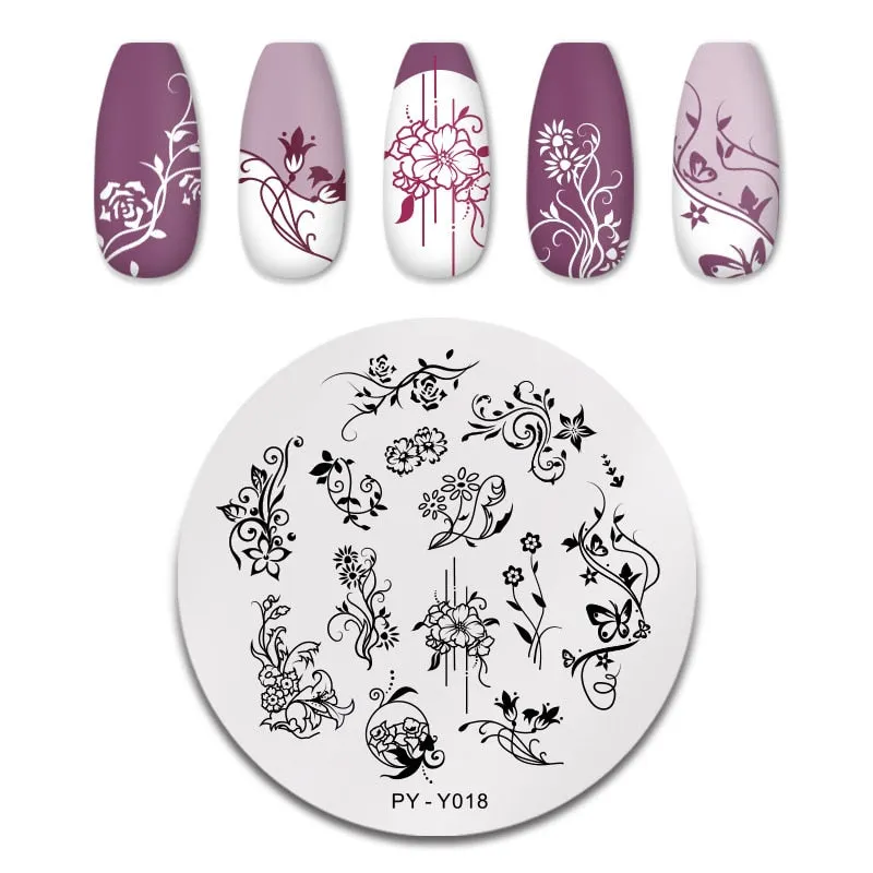 PICT YOU Nail Stamping Plates Flower Plant Pattern Nail Art Plate Stencil Stainless Steel Line Pictures Theme Image Plates Mold-Nail Inspo
