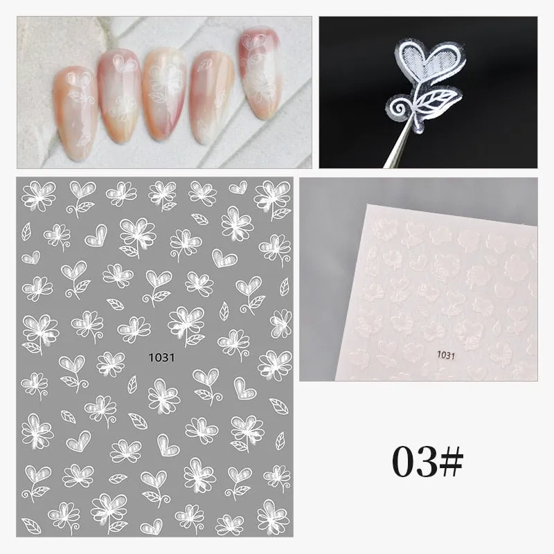 1 Sheet Christmas 5D Nail Stickers Gold And Sliver Snowflakes Transfer Nail Decals Slider Decoration For Manicuries