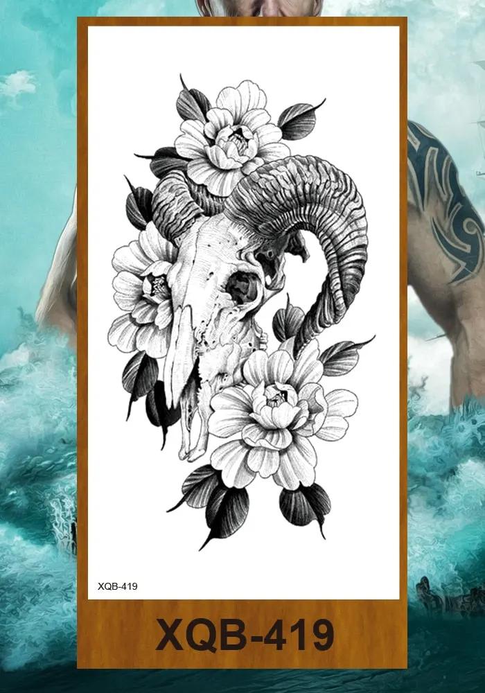 Tattoo Sticker Tribal Mighty Tiger Tatoo Men Women Africa Serengeti Lion Temporary Tattoo Black Indian Warrior Waterproof Flash