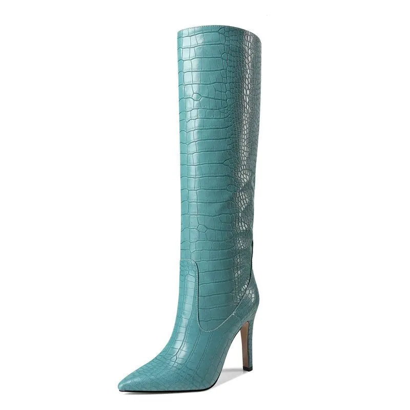 sexy knee high boots women nightclub shoes Big size 34-43 New brand women boots pointed toe stiletto high heels boots