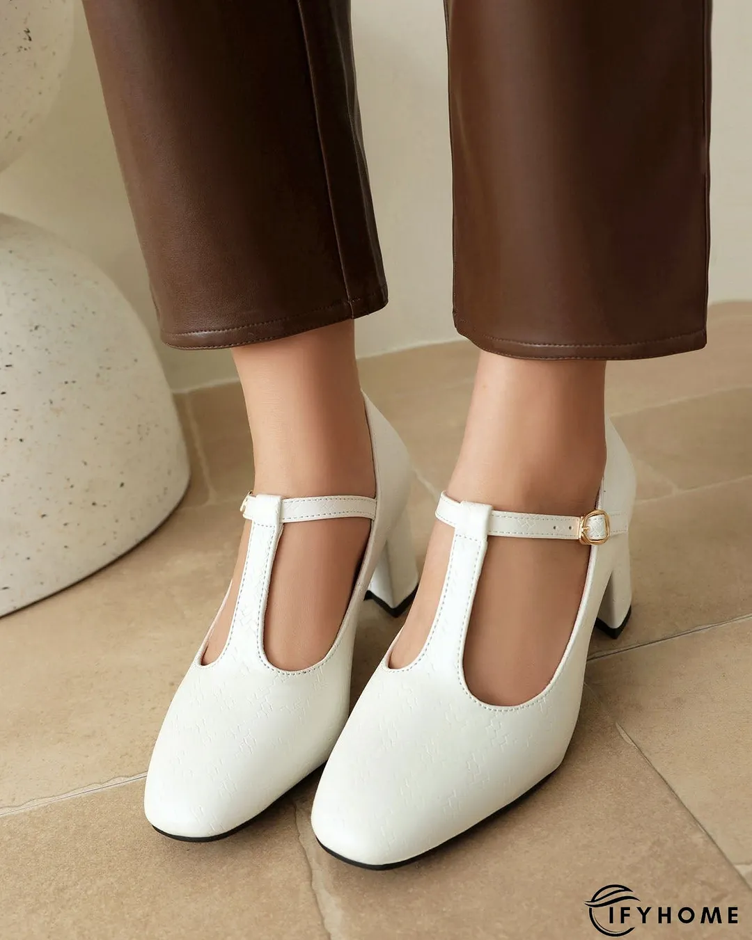 T-strap Chunky Heel Square-toe Mary Jane Shoes | IFYHOME