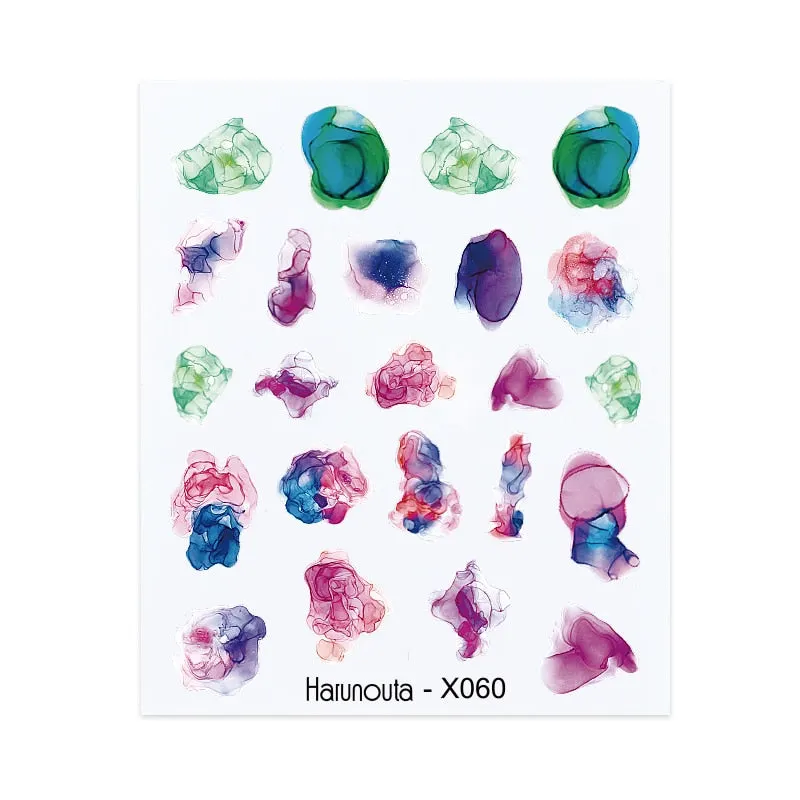 Harunouta Cool Geometry Pattern Water Decals Stickers Christmas Snowflakes Slider For Nails Valentine's Day Nail Art Decoration