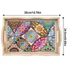 (35*24.5cm)Wooden Retro Mandala Pattern 5D DIY Diamond Painting Serving Tray with Handle Kit
