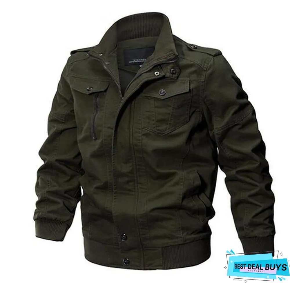 Men Denim Jacket Big Size Military Tactical Jeans Jacket Solid Casual Air Force Pilot Coat