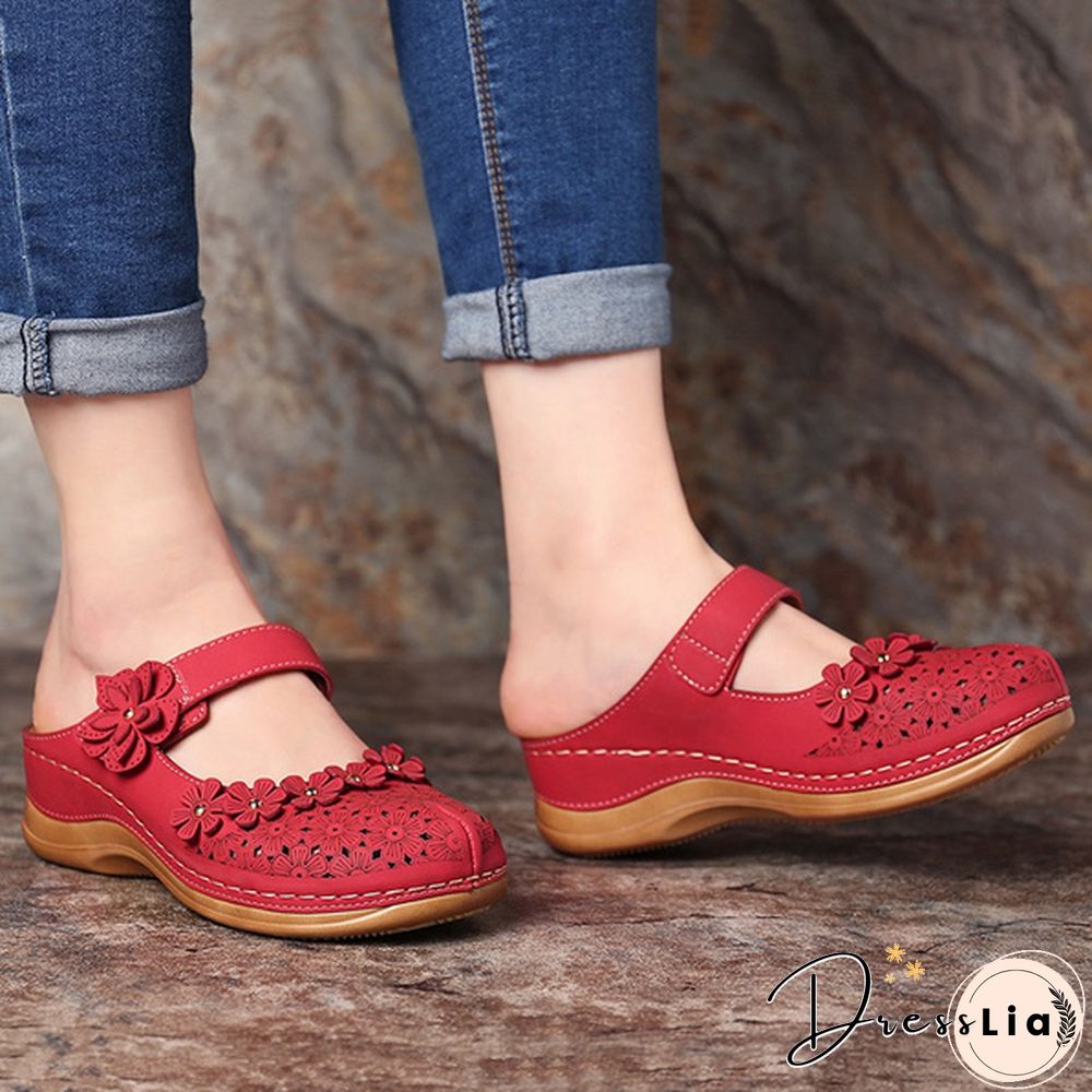 Women Vintage Style Sandals Flats Shoes Summer Casual Shoes Retro Shoes for Women Leather Shoes