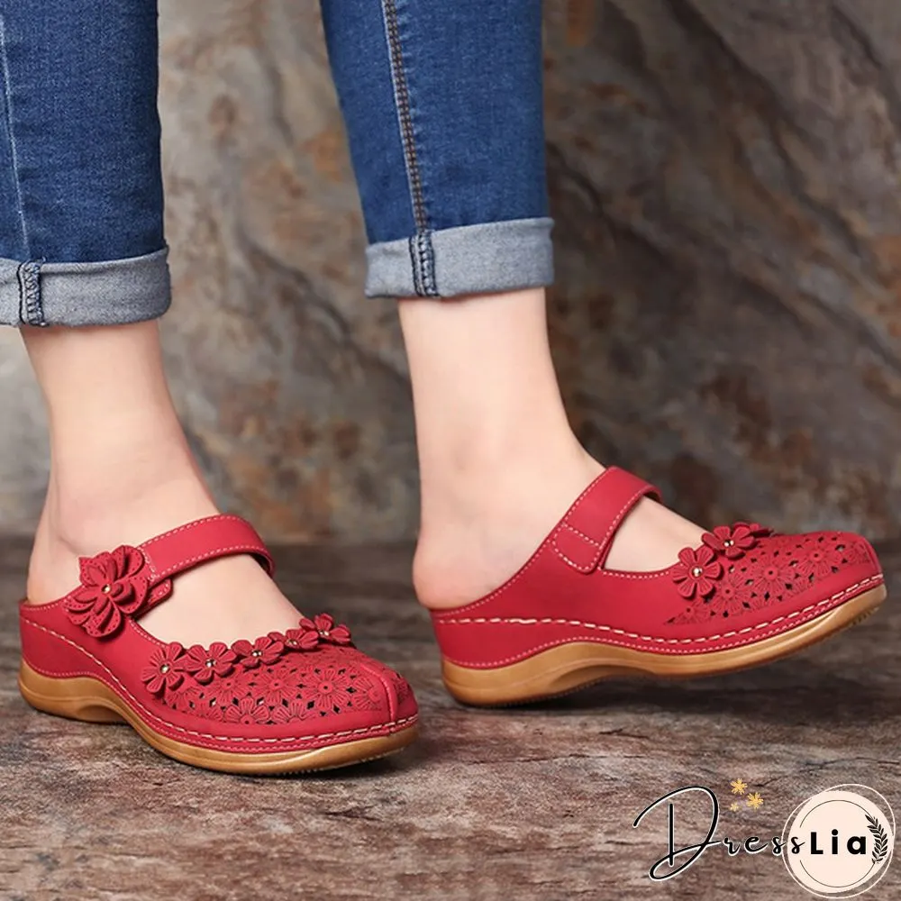 Women Vintage Style Sandals Flats Shoes Summer Casual Shoes Retro Shoes for Women Leather Shoes