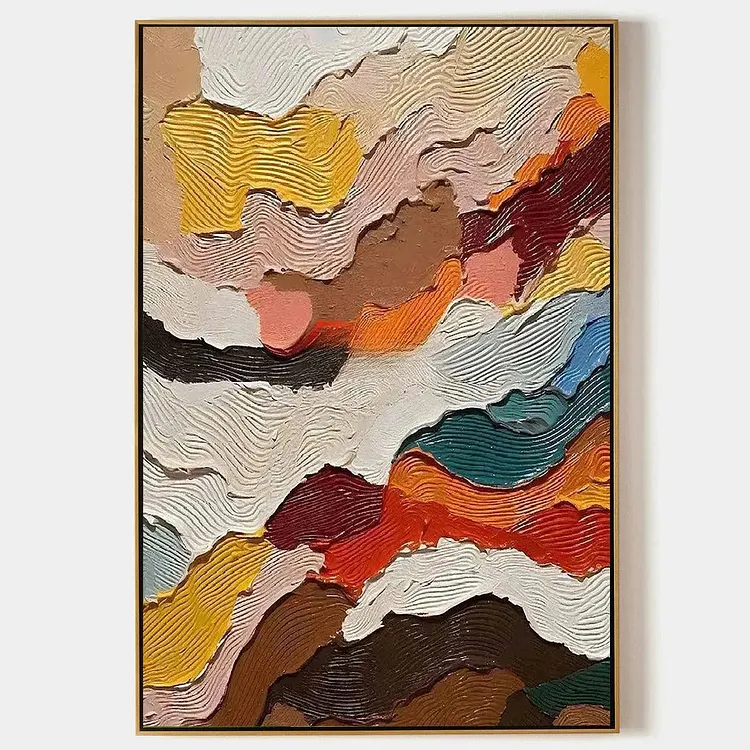 ABSTRACT LANDSCAPE: Textured Abstract Painting, Colorful Landscape Wall Art, Vertical Canvas, Impasto Decor（Canvas painting）
