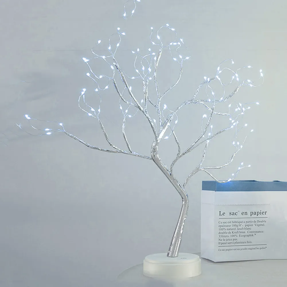 108 LED Touch Night Light Christmas Tree Copper Wire Fairy Lamp Cool White