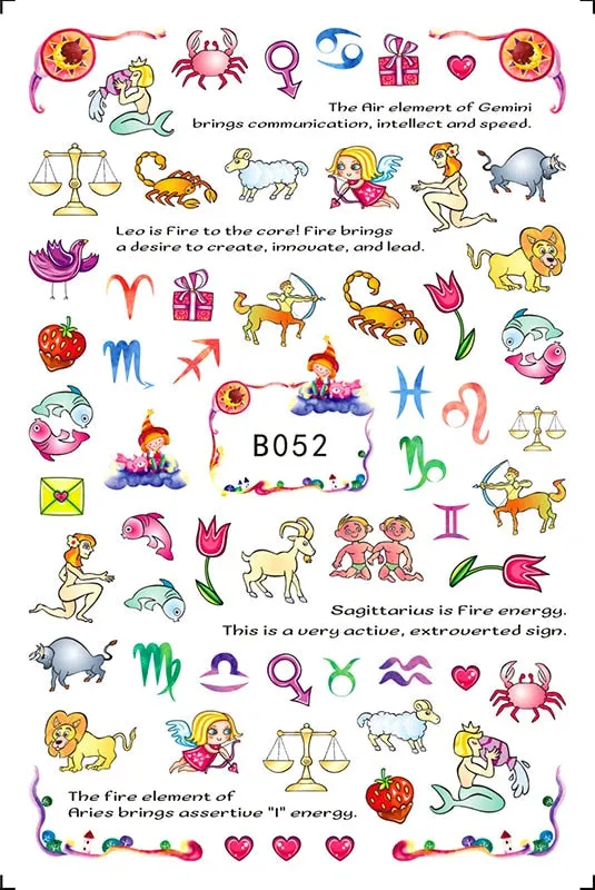 3D Sport Nail Art Sticker Cartoon Constellation Nail Decals Manicure Gymnastics Back Glue Sticker for Nails Decoration