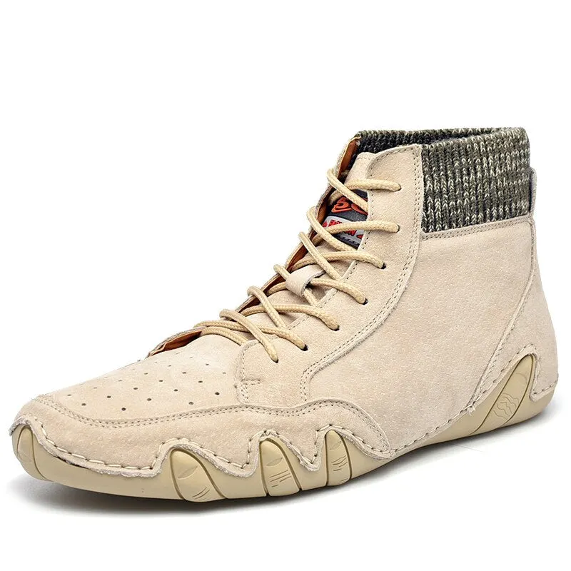 New 2020 Fashion Genuine Leather Men Boots Handmade Ankle Boots Outdoor Autumn Boots soft Comfortable Men Casual Leather Shoes