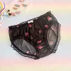 Plus-size mid-waist, hip-hugging, sheer mesh briefs