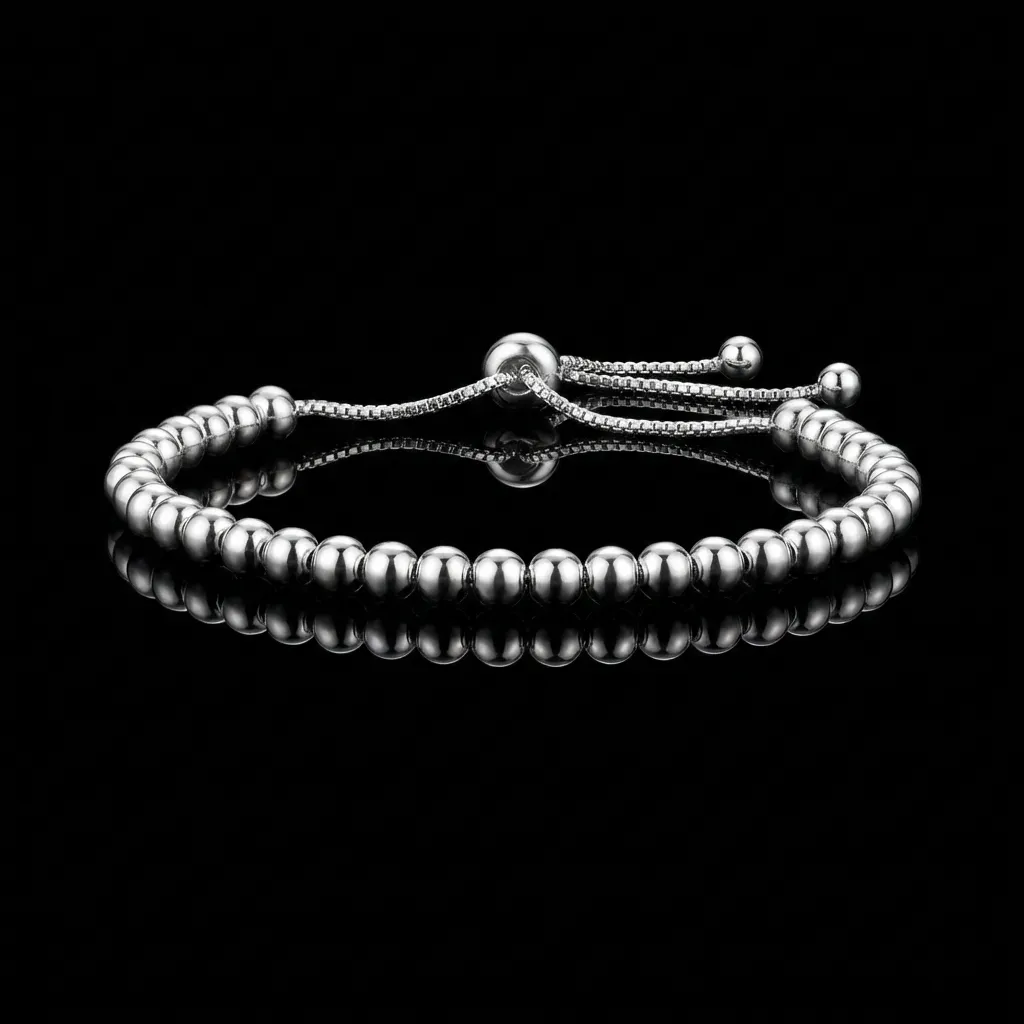 JiStones Luminous Silver Beaded Tassel Bracelet - Vintage Minimalist Edition