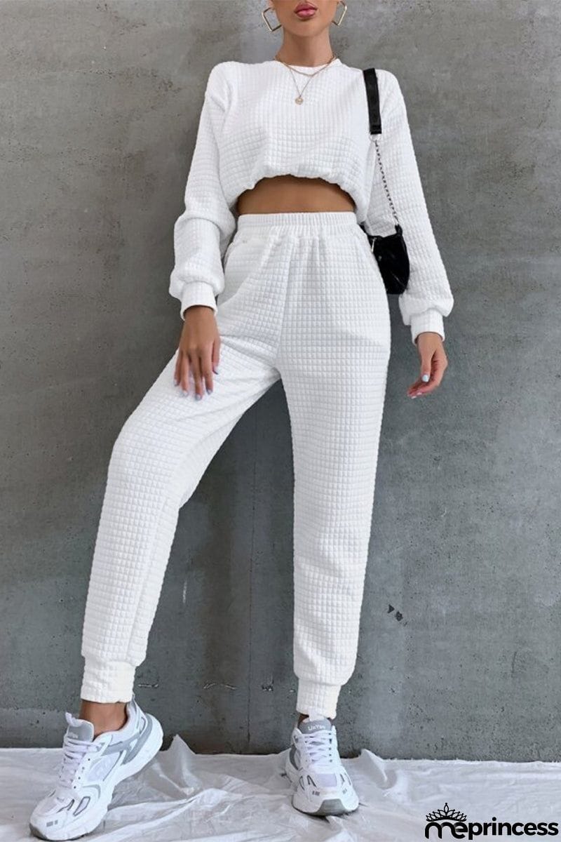 Casual Street Solid Patchwork O Neck Long Sleeve Two Pieces