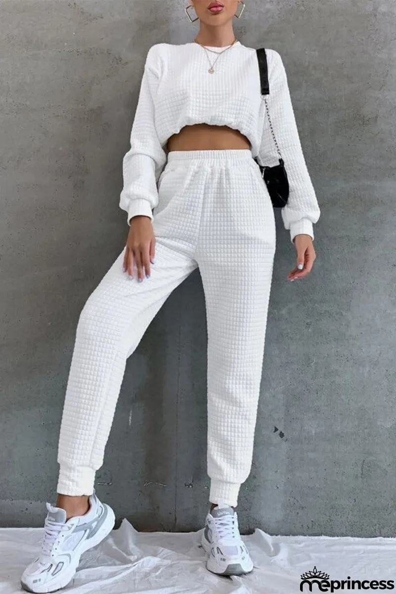 Casual Street Solid Patchwork O Neck Long Sleeve Two Pieces