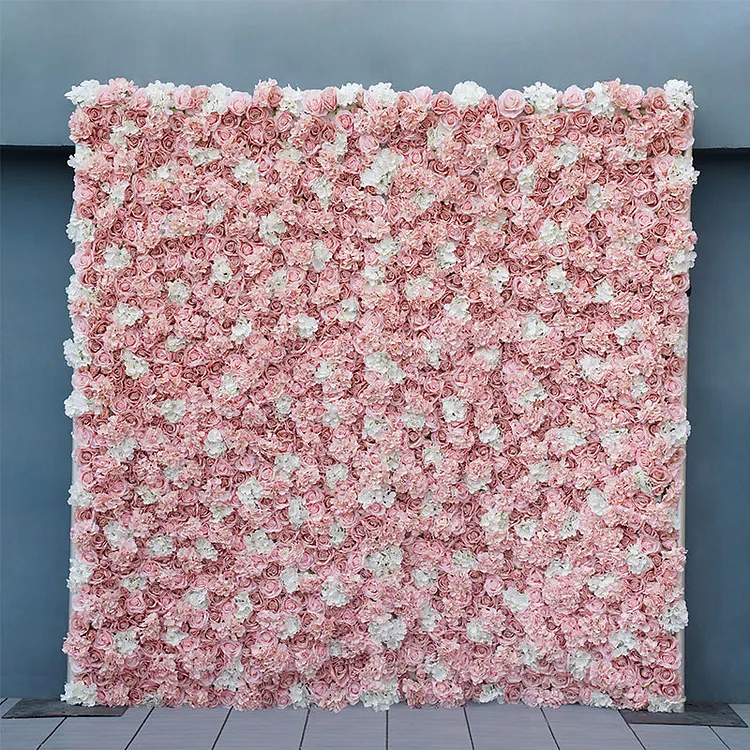 Angela Flower White Nude Pink Rose Hydrangea Wedding Backdrop 3D Fabric Cloth Flower Wall A7055