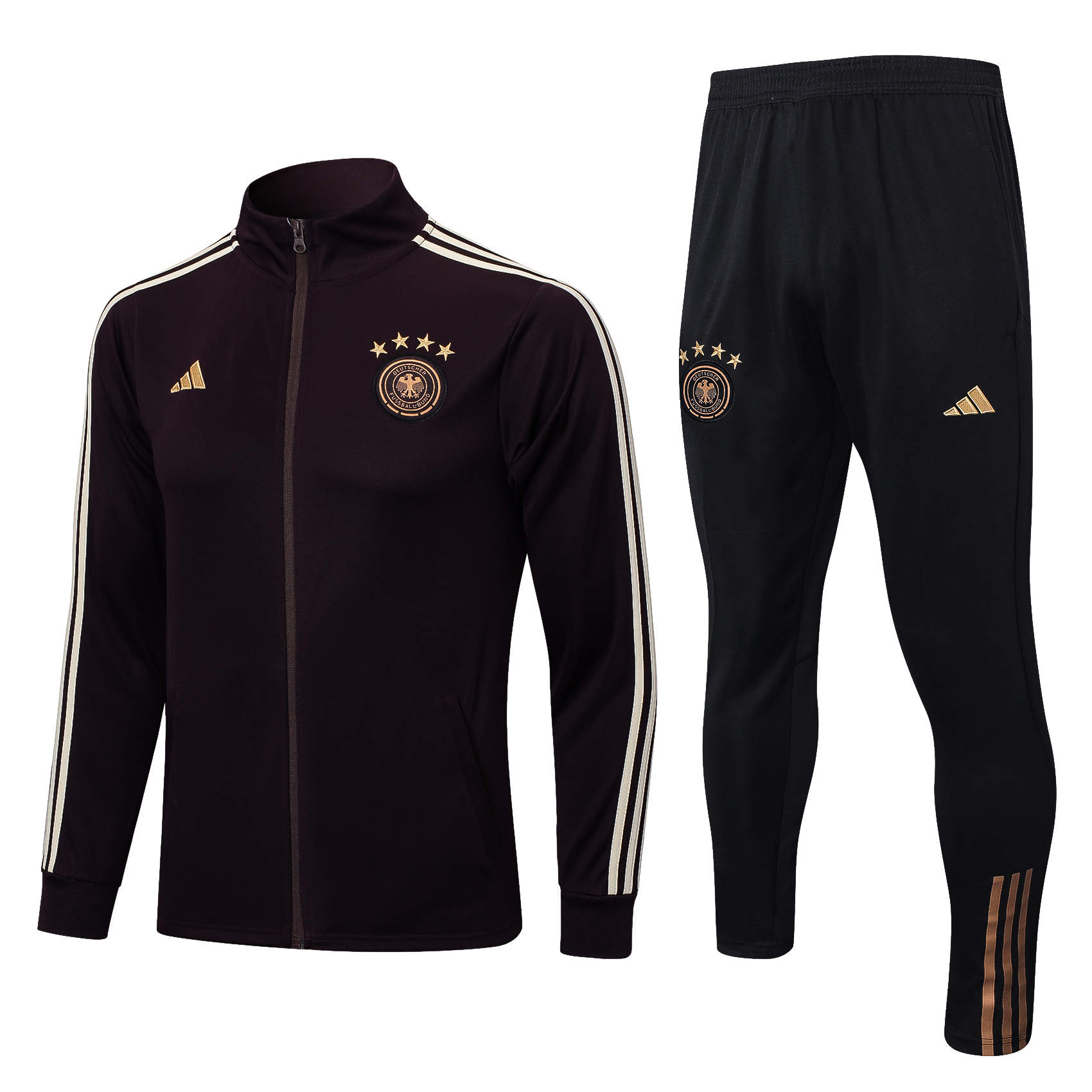 2022-2023 Long Zipper German Training Suit Dark BrownFootball Shirt 1:1 Thai Quality