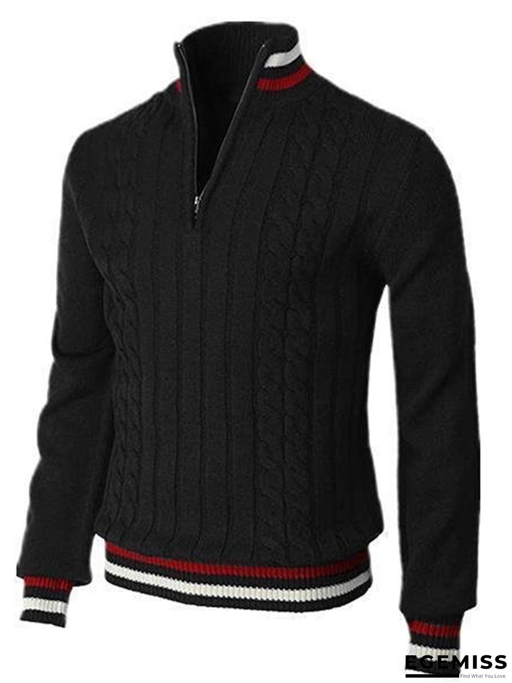 Color-block Zip-up Turtleneck Men's Knit Sweater | EGEMISS