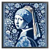 Blue And White Porcelain-Pearl Earring Girl-14CT Stamped/Counted Cross Stitch 40*40cm/15.75*15.75in