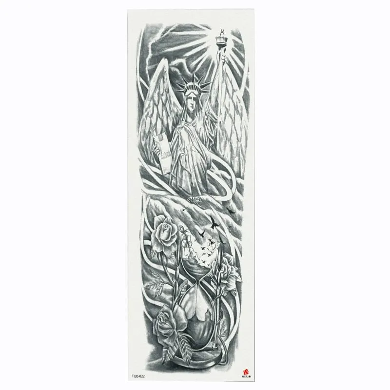 2018 New Full Flower Arm Tattoo Sticker Skeletons and Roses Temporary Body Paint Water Transfer Tattoo Sleeve