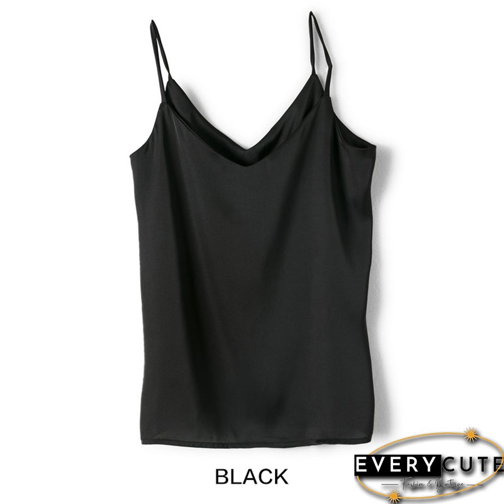 V-Neck Satin Beauty Back Camisole Women's Outer Wear Off-Shoulder Bottoming Shirt Looks Thin And All-Match New Product