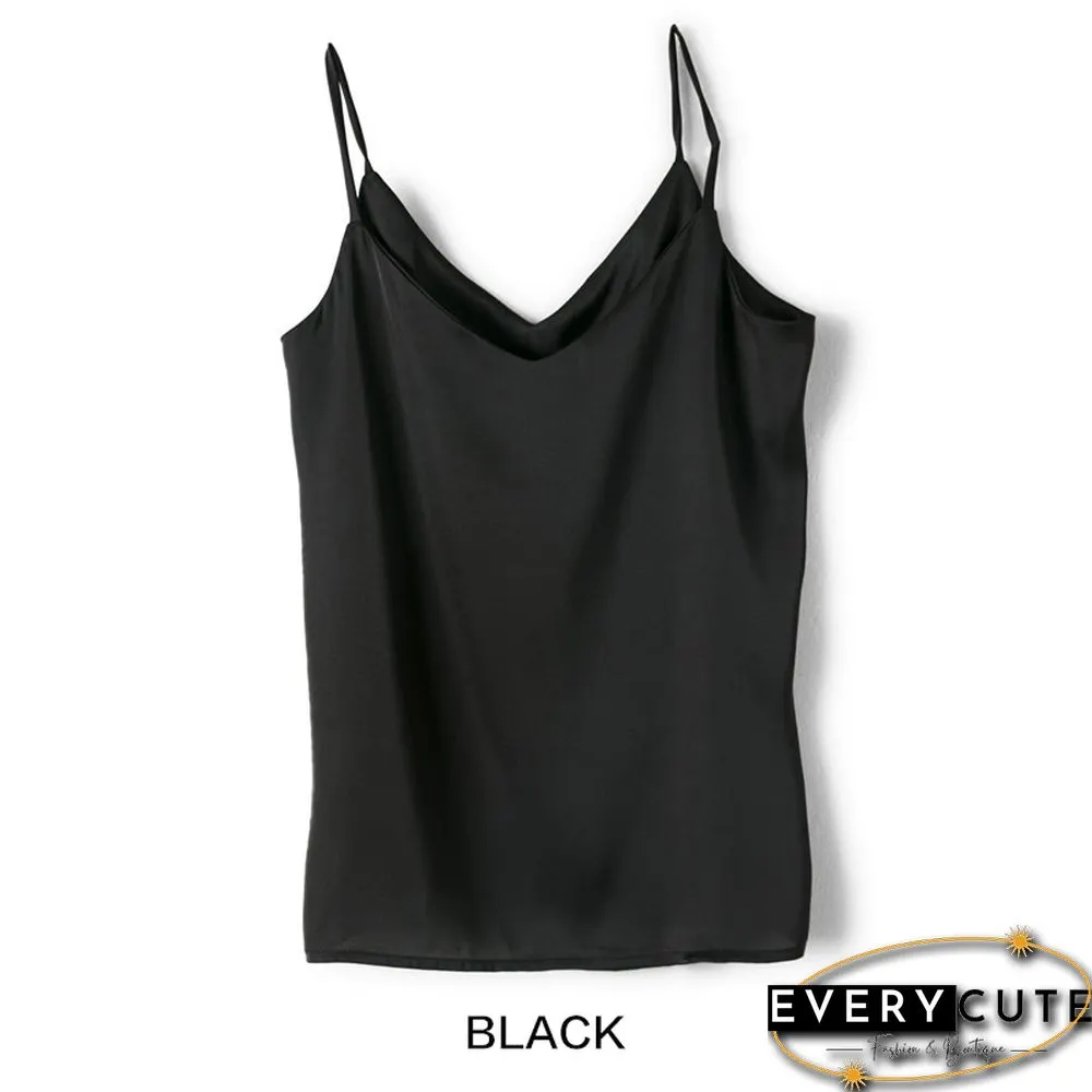 V-Neck Satin Beauty Back Camisole Women's Outer Wear Off-Shoulder Bottoming Shirt Looks Thin And All-Match New Product