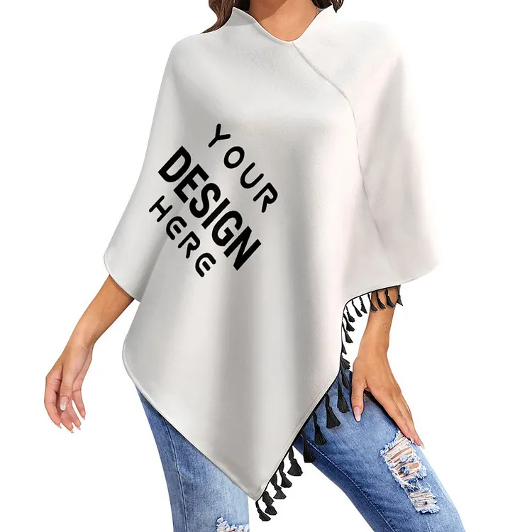Personalized Design Women's Tassel Cape Full Print