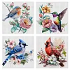(4pcs) Flower Bird - 18CT Stamped Cross Stitch 20*20cm (Bundle Sale)
