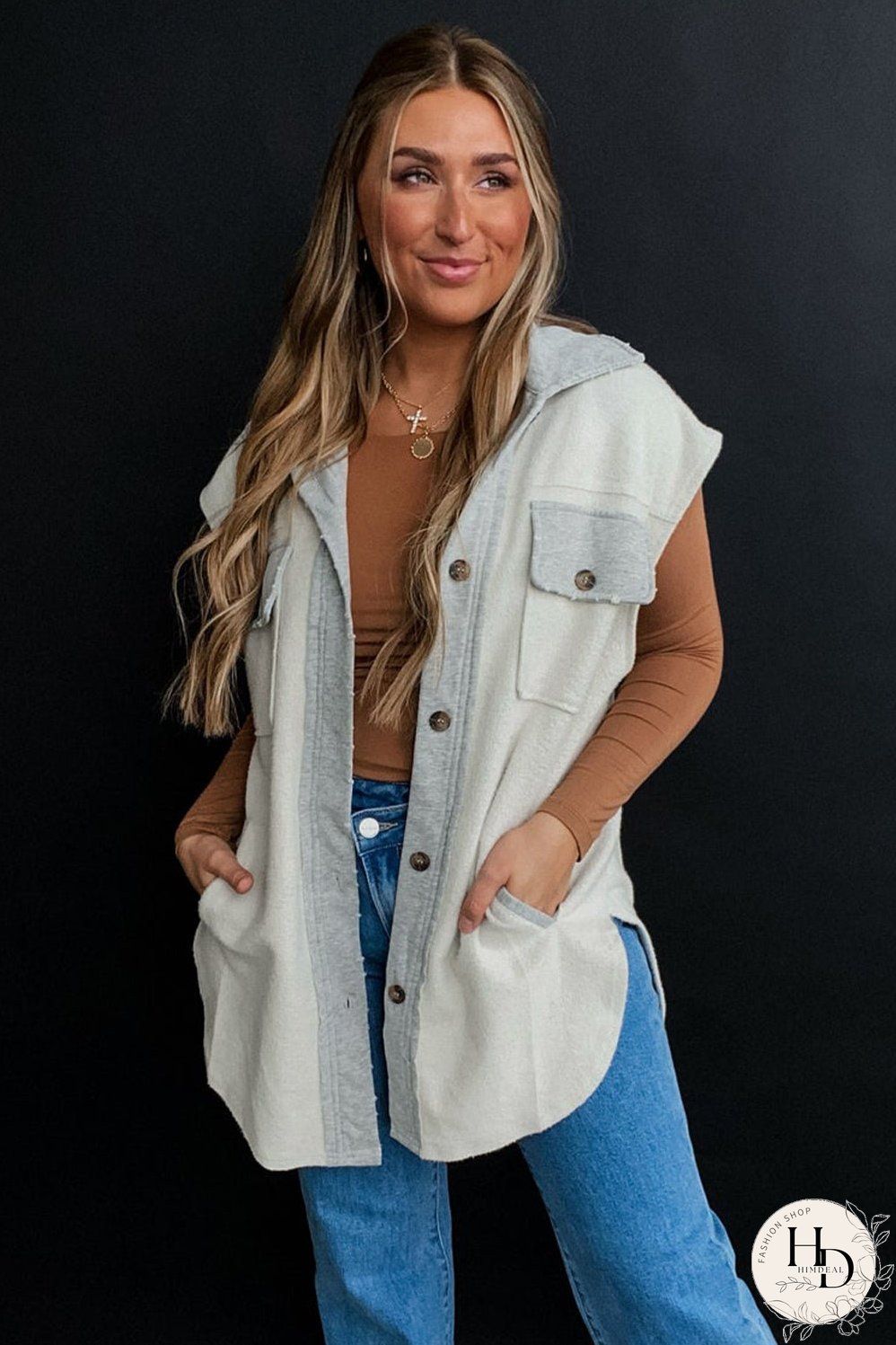 Two-Tone Denim Vest