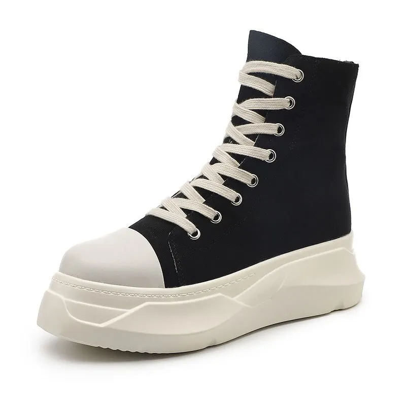 Yyvonne 2022 Chunky Sneakers Women Round Toe Leisure Outwear Black Casual Shoes Platform Lace-Up Trainers Handmade Sapatos Feminina