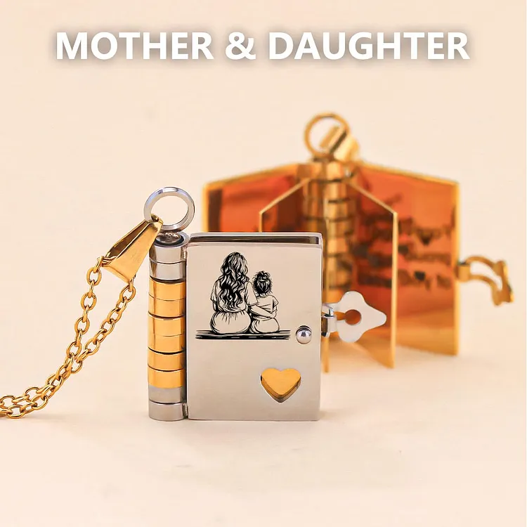 For Daughter - Mother & Daughter Forever Linked Together Book Necklace
