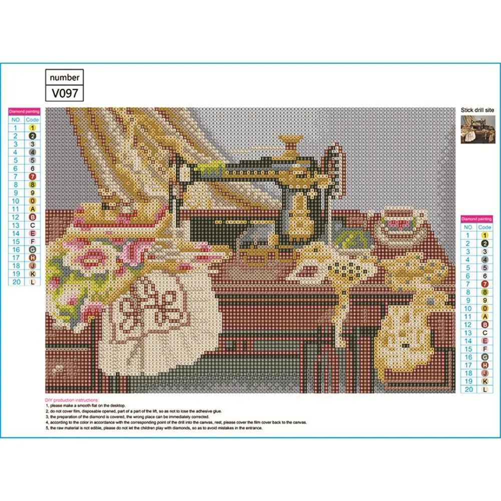 Diamond Painting - Full Round Drill - Vintage Sewing Machine(40*30cm)