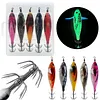 5Pcs Luminous Squid Jig Hook Fishing Lure Wood Shrimp Cuttlefish Hard Bait (002)