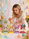 4Pcs Easter Bunny Nutcracker Cute Little Rabbit Pendant for Holiday Decoration