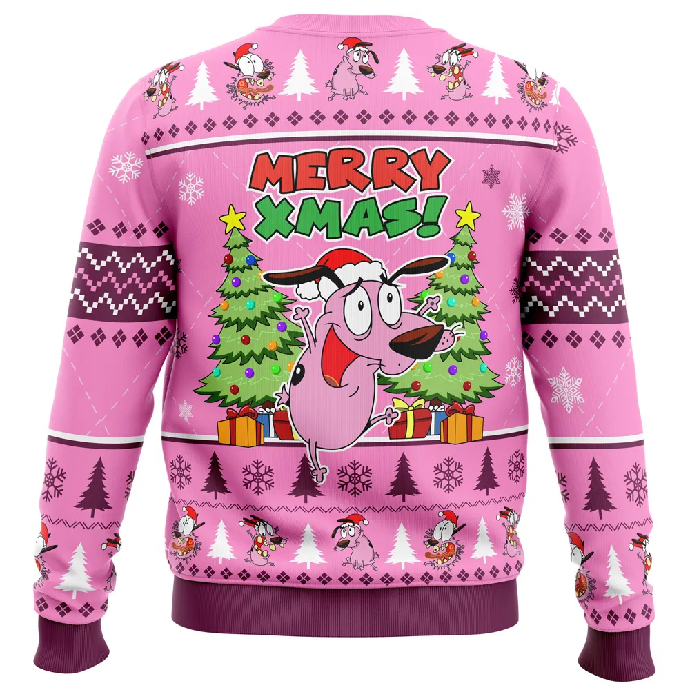 Merry Xmas Courage The Cowardly Dog Ugly Christmas Sweatshirt