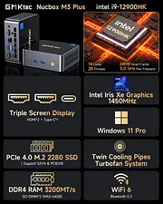 ミニPC NucBox M3 PLUS i9-12900HK Ram32GB/256GB GMKtec NucBox M3 Plus Mini PC Intel® 12th Core™ i9-12900HK