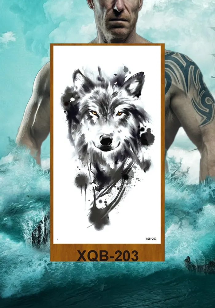 Temporary Tattoo Stickers Snake Bear Owl Fox Mermaid Tiger Wolf Lion King Men Women Girl Arm Body Chest Fake Body Leg Art Tatoo