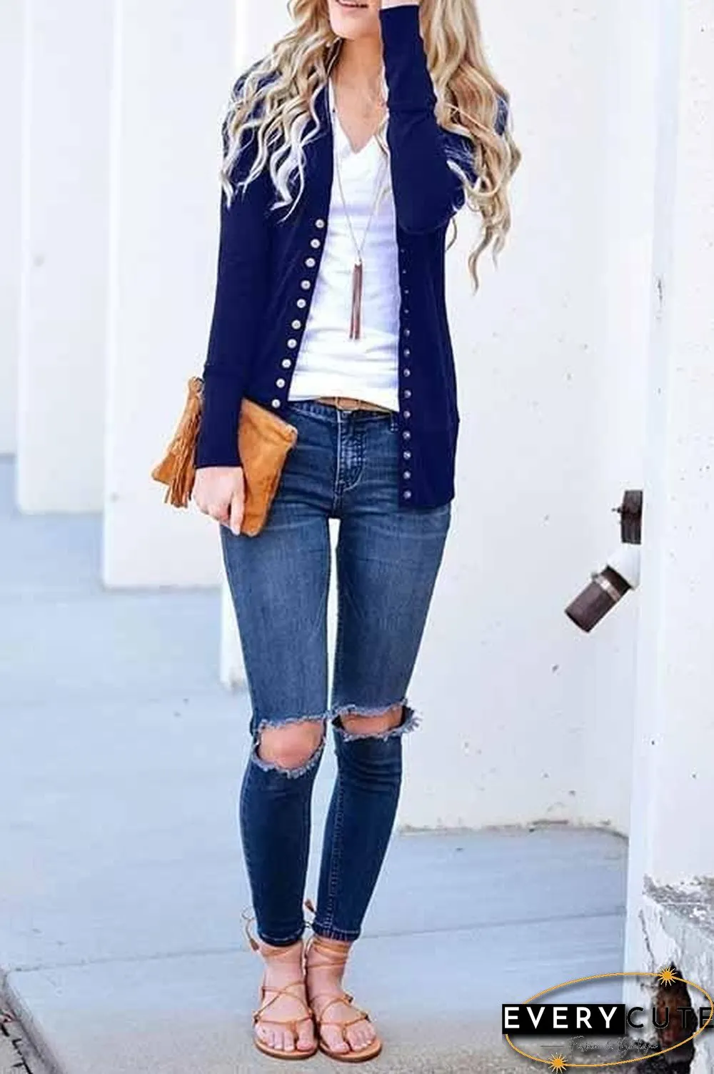 Long Sleeves Buttons Design Cardigan Tops(7 Colors)