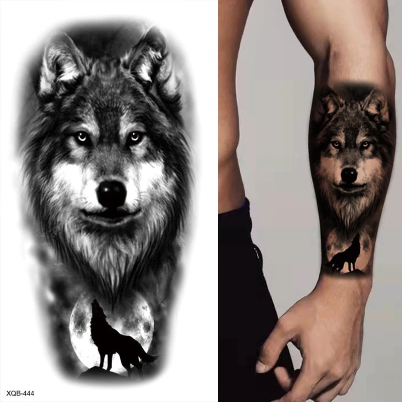 Sdrawing Forest Wolf Tattoo Sticker For Men Tiger Skull Skeleton King Animal Fake Tattoo for Women Tattoo Temporary Waterproof