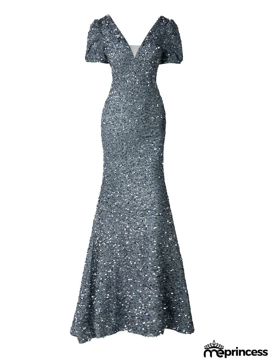 Grey Sequin Prom Dress XJ901