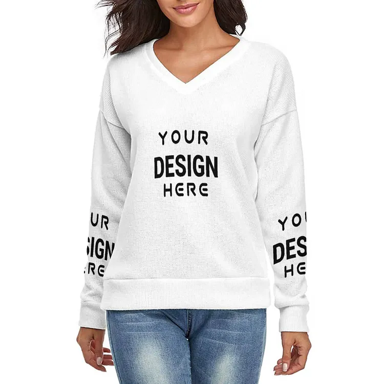 Personalized Design Women's V-neck Sweater Full Print