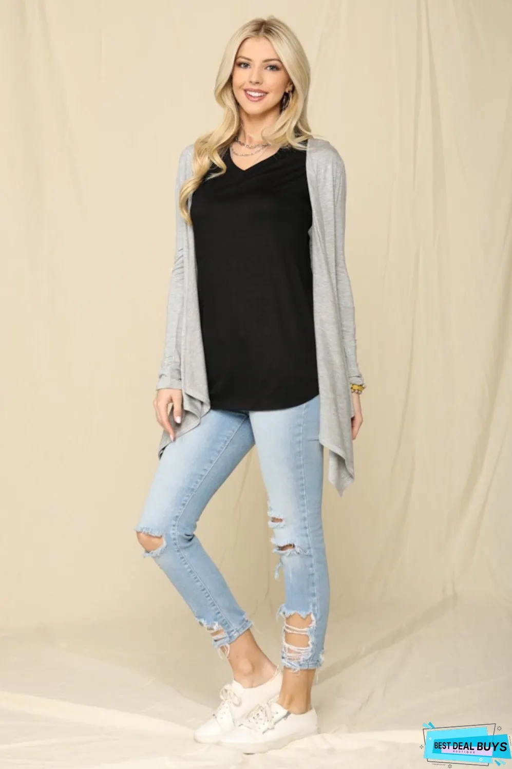Celeste Full Size Open Front Knit Cardigan